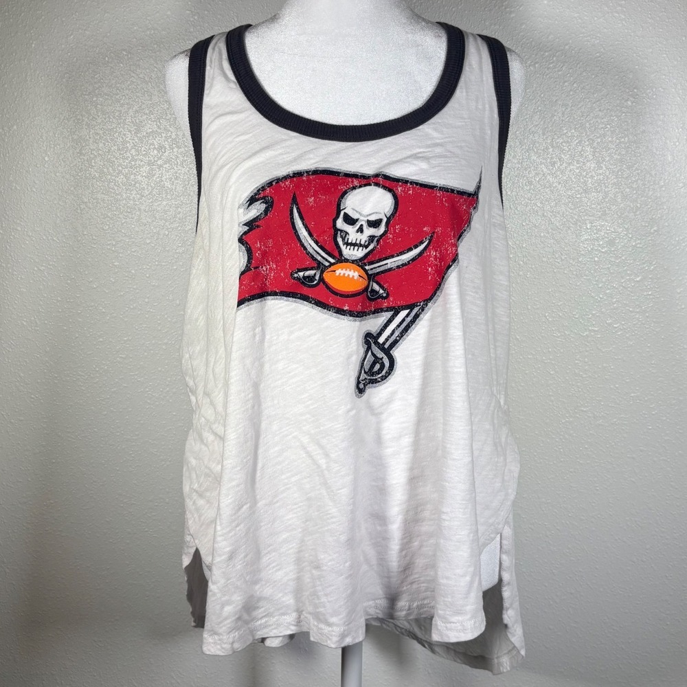 Tampa Bay Buccaneers Tank Top Womens XL White Slub Racerback NFL Team Apparel